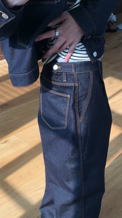 秋冬首選 單層褶皺 配色縫線 俐落 原牛寬褲 (set-up) - 2C4