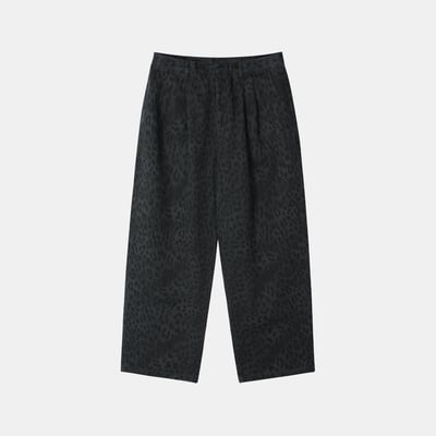 街頭指標 雙層褶皺 俐落線條 豹紋 寬褲 - 3C15