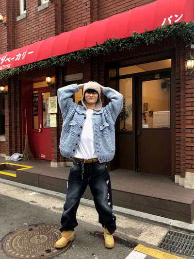 微妙復古 漸層水洗 破壞 牛仔 寬褲 - 2C5