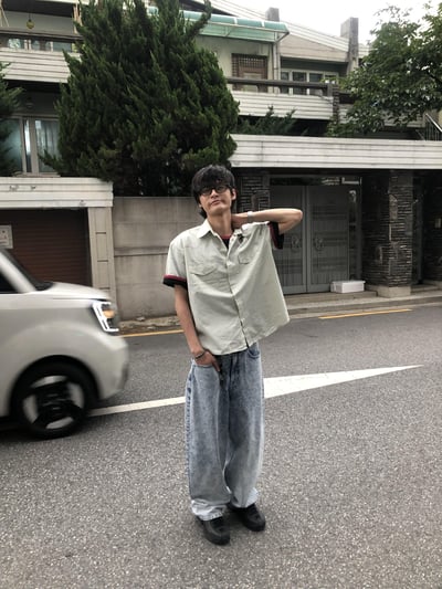 冰原破痕 渲染 雙層口袋 牛仔寬褲 - 1C8