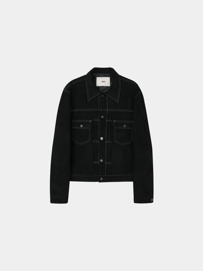 歐美經典款 美拉德 麂皮 微短版 皮夾克 - 4C22