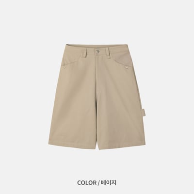 (UNISEX) 鉚釘刺繡 卡彭特短褲 - 3C20