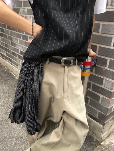 西部街頭 金屬花紋 天然牛皮 皮帶 - 1C7