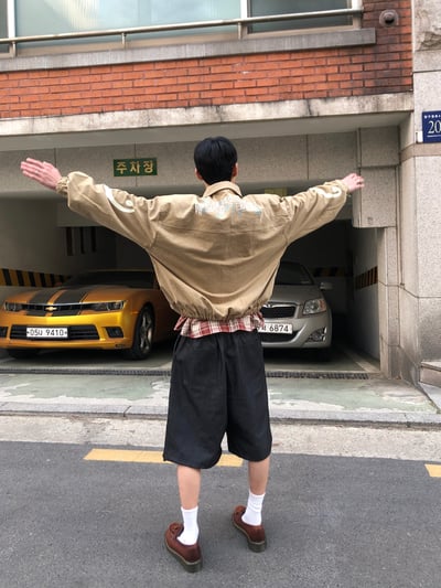 Rock & Roll 街頭噴漆 懷舊工業風  工裝夾克 - 3C17