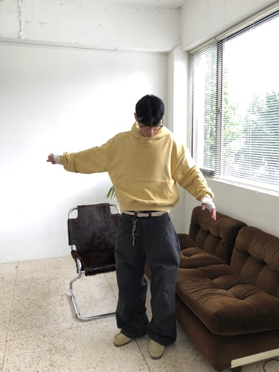 霧感 半月高領 短版 帽T - 3C16