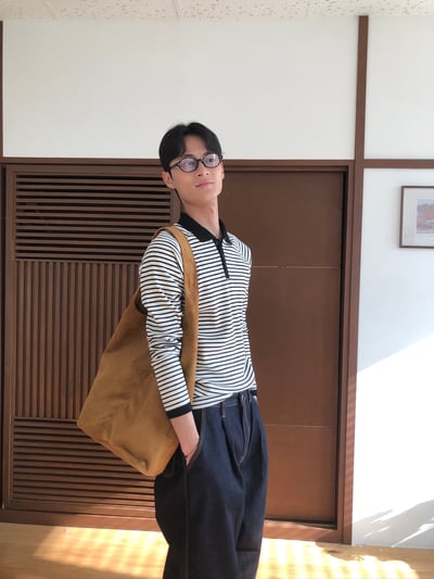 經典條紋 亨利領 修身版型 翻領 貼身 長袖 - 3C6