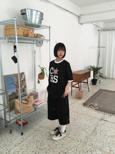 側邊迷彩 不收邊感 百慕達 寬版 短棉褲 - 3C10