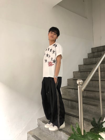 微反光 印第安條紋 涼感 尼龍寬褲 - 3C4