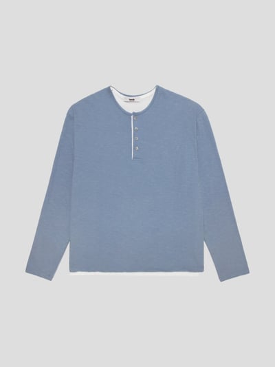 休閒亨利領 懶人層疊配色 素面 薄長袖 - 4C24