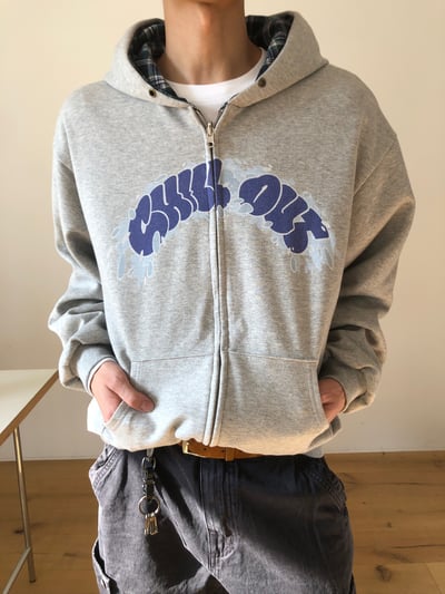 美式潑漆感 復古格紋 雙面連帽外套 - 2C5