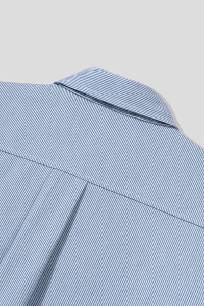 Peace 極簡主義 細條紋 短袖 牛仔襯衫 (set - up) - 2C21