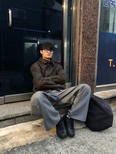 經典百搭 細條紋 修身顯高 牛仔寬褲 - 2C7