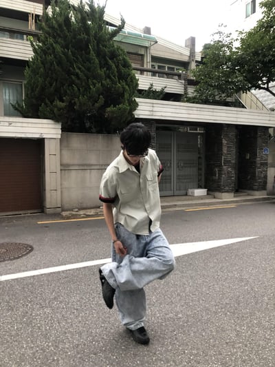 冰原破痕 渲染 雙層口袋 牛仔寬褲 - 1C13