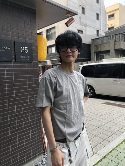 復古刷色 開線視覺肩寬 短版 短袖 上衣 - 3C19