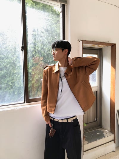 極簡俐落 天然牛皮 麂皮 乳白皮帶 - 1C9