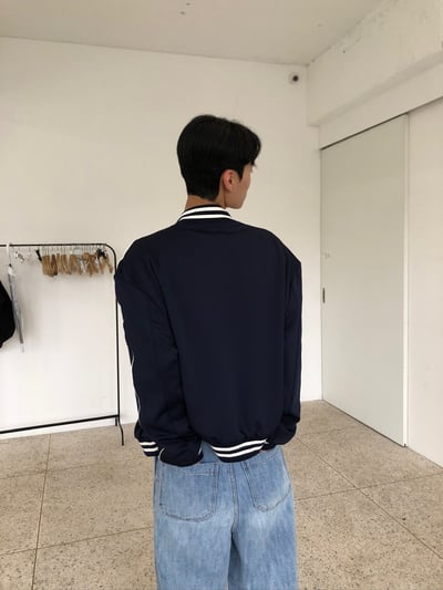 高級街頭 鬆弛神衣 邊線 棒球外套 - 2C17