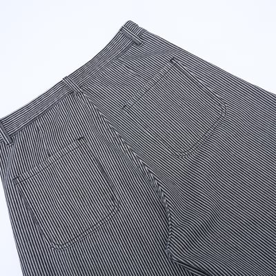 經典百搭 細條紋 修身顯高 牛仔寬褲 - 2C24