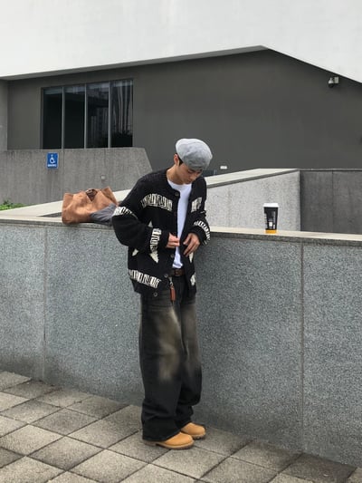 (黑色現貨)USA Star 厚針織 開襟外套 - 2C21