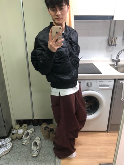 層疊口袋 降落傘 空氣棉 寬版棉褲 - 4C18