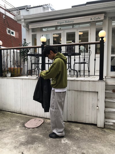 街頭休閒 極簡俐落 百搭 刷毛 寬版 工裝棉褲 - 2C12