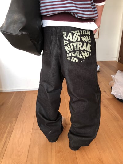 率性街頭 口袋印刷設計 牛仔寬褲 - 2C3