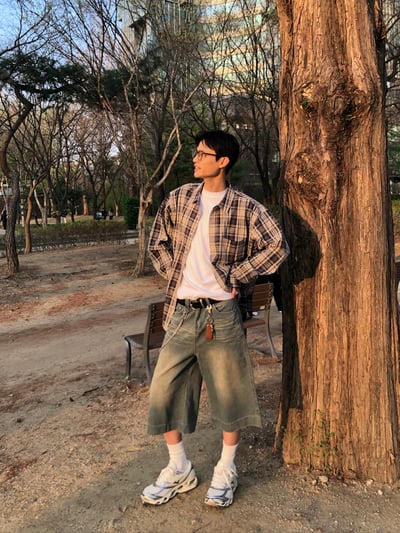 名古屋 懷舊日式街頭 格紋 襯衫 - 2C12