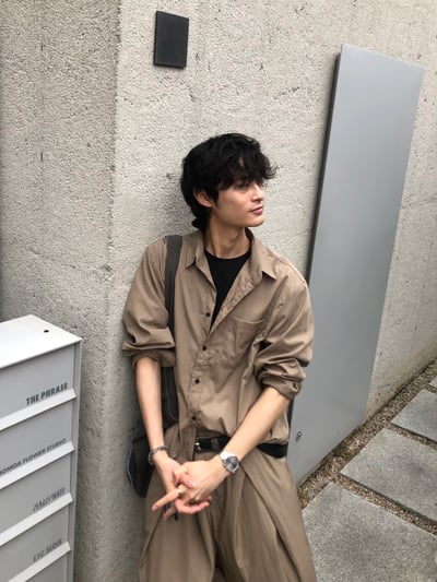 夏季涼感 尼龍材質 鬆弛感 短版襯衫 套裝 - 3C9