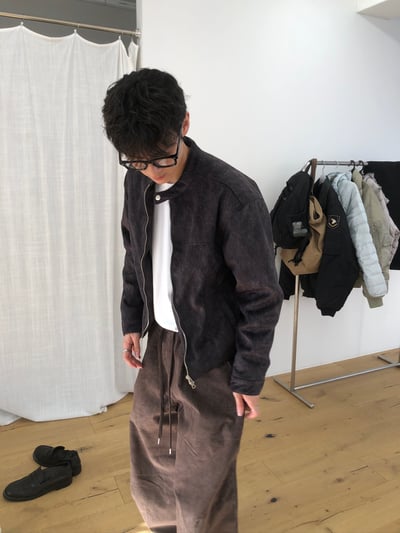 高級線 馬海毛 羽絨 皮革紋路 短版夾克 - 3C7