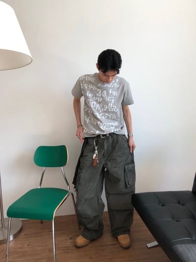 日式工廠小哥 雙重工裝 復古水洗 寬褲 - 3C16