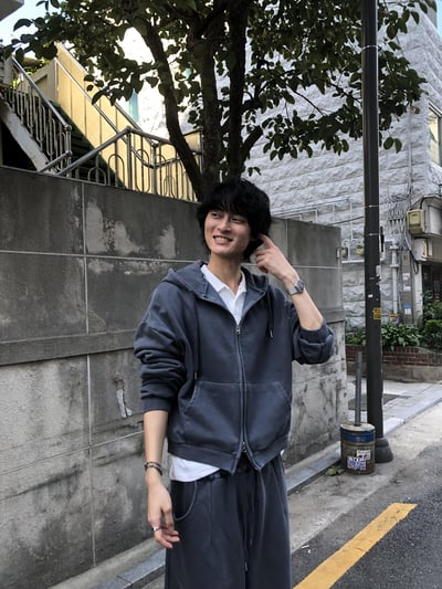 復古經典 做舊刷色 運動套裝 短版 連帽外套 - 2C9