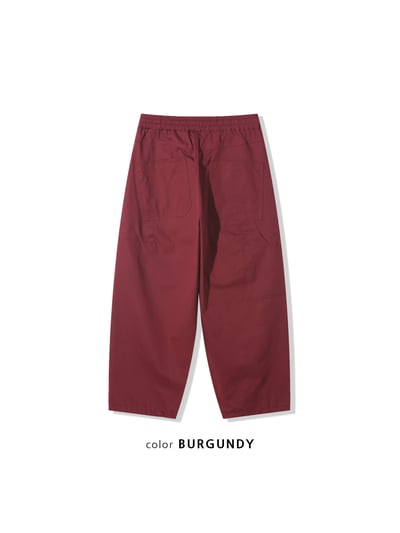 幹練率性 高檔蓬感木 寬版 鬆緊帶 工裝褲 - 3C22