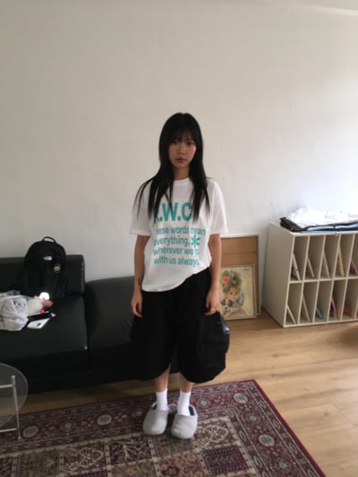 歐式文藝配色 滿版印刷 短版 短袖 上衣 - 3C18