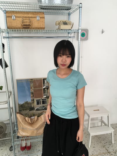 (1+1)簡約百搭 唯美主義 修身 短版 素色短袖 - 12C12