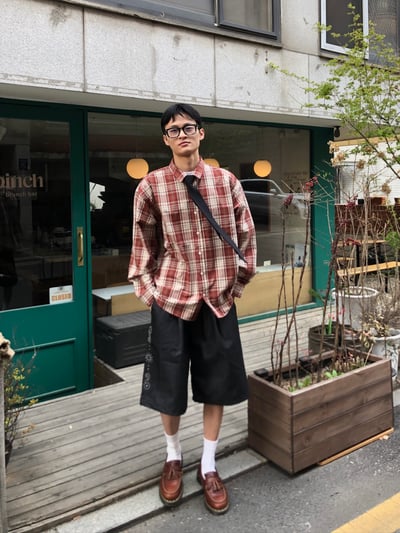 名古屋 懷舊日式街頭 格紋 襯衫 - 2C11