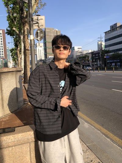 街頭慵懶風 透視薄款 涼感 格紋 長袖襯衫 - 4C2