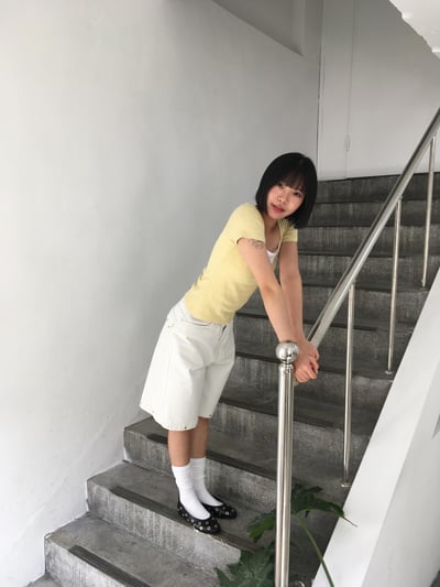 深V領 純慾天花板 夏季修身 豎紋短袖 - 5C9