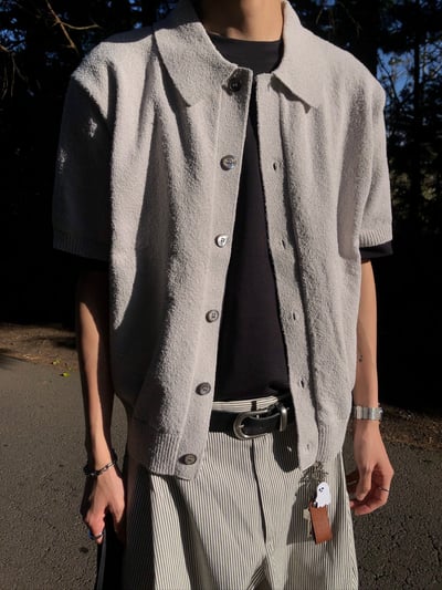 漢南洞 高檔幹練 圈紗針織 短版 開襟衫 - 6C2