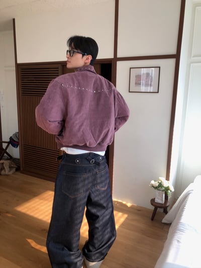 (6oz)倫敦時尚 復古水洗 卯釘 短版 羽絨外套 - 2C17