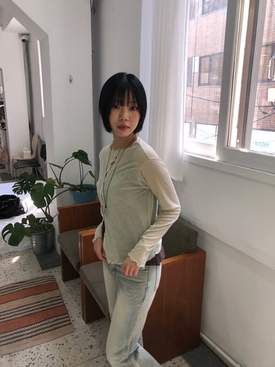 斜線鈕扣 不規則收邊 小罩衫 上衣 - 4C17