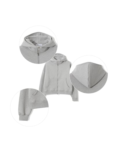 極簡主義 短版 休閒 按扣連帽外套 - 2C23