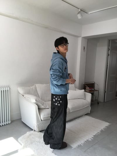 雲朵刺繡 渲染設計 牛仔寬褲 - 2C6