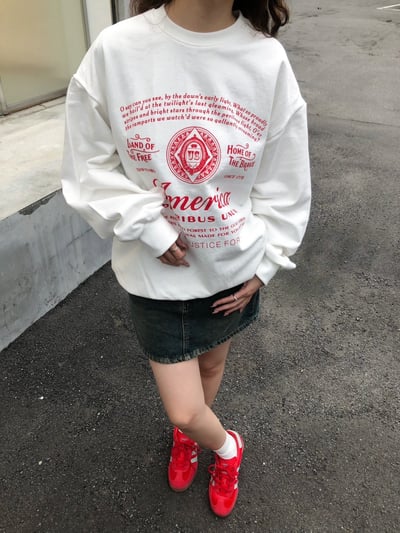 (象牙白,燕麥色現貨) (Unisex) America 美式印刷 大學T - 5C17