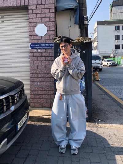 Peace 極簡主義 細條紋 工裝 牛仔寬褲 (set - up) - 2C8