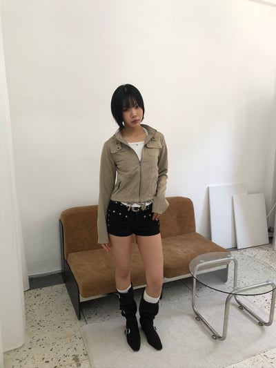 街頭卯釘 骷髏 貼腿修身短褲 - 1C9