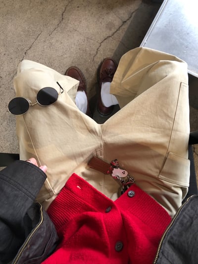 現代首爾 立體抓皺 斜線工裝 7分 短褲 - 2C13