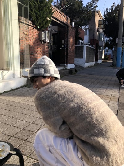 方格紋 休閒街頭 經典毛帽 - 1C12