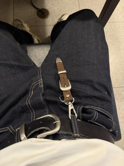 迷你皮帶 皮革(麂皮)鑰匙圈 - 3C3