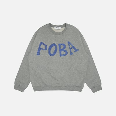 (灰色現貨) Poba 獨特刺繡 大學T - 3C22