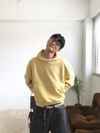 霧感 半月高領 短版 帽T - 3C18