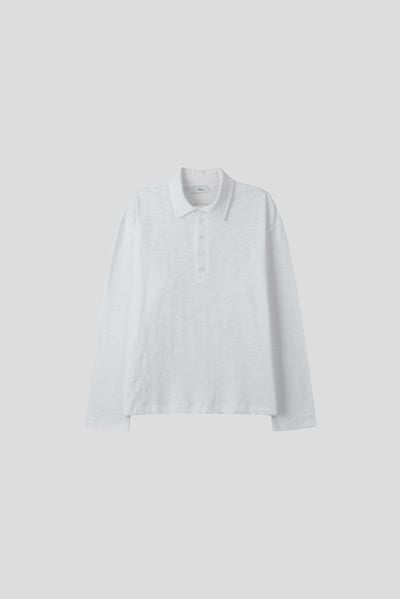 日系慵懶 百搭素色 POLO 鈕扣 薄長袖 - 3C25